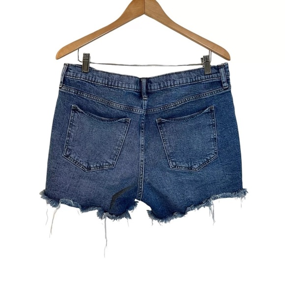 Gap Denim Cutoff Shorts 14/32 Distressed Holes Handkerchief Rips Frayed Hem Blue - Picture 2 of 6